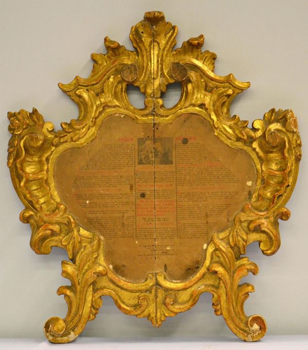 Cartagloria, sec. XVIII, in legno dorato e  - Asta ANTIQUARIATO, COLLEZIONISMO E GIOIELLI - Poggio Bracciolini Casa d'Aste