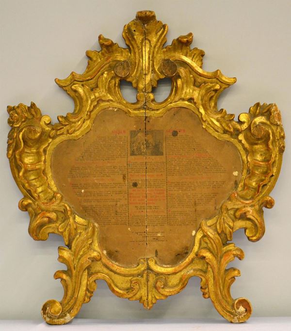 Cartagloria, sec. XVIII, in legno dorato e