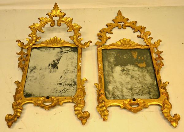 Coppia di specchiere, sec. XVIII, entro cornice  - Asta ANTIQUARIATO, COLLEZIONISMO E GIOIELLI - Poggio Bracciolini Casa d'Aste
