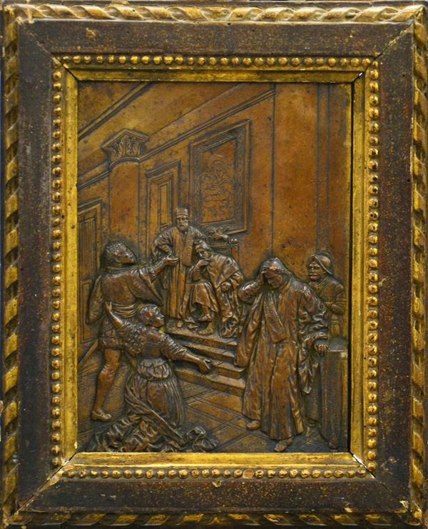 Bassorilievo, sec. XIX, in rame, raffigurante