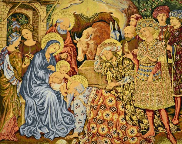 Arazzo, sec. XX, raffigurante  - Asta ANTIQUARIATO, COLLEZIONISMO E GIOIELLI - Poggio Bracciolini Casa d'Aste