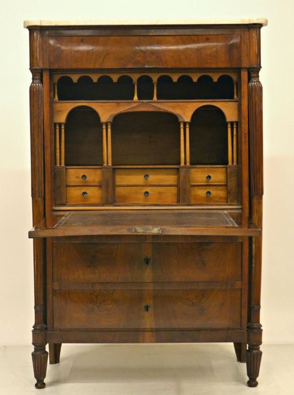 Secretaire, sec. XIX, lastronato in radica,