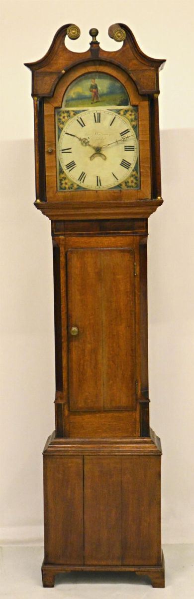 Orologio a colonna, sec. XIX, mostra in metallo dipinto,