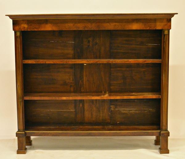 Libreria, in stile Impero, in noce, due ripiani,