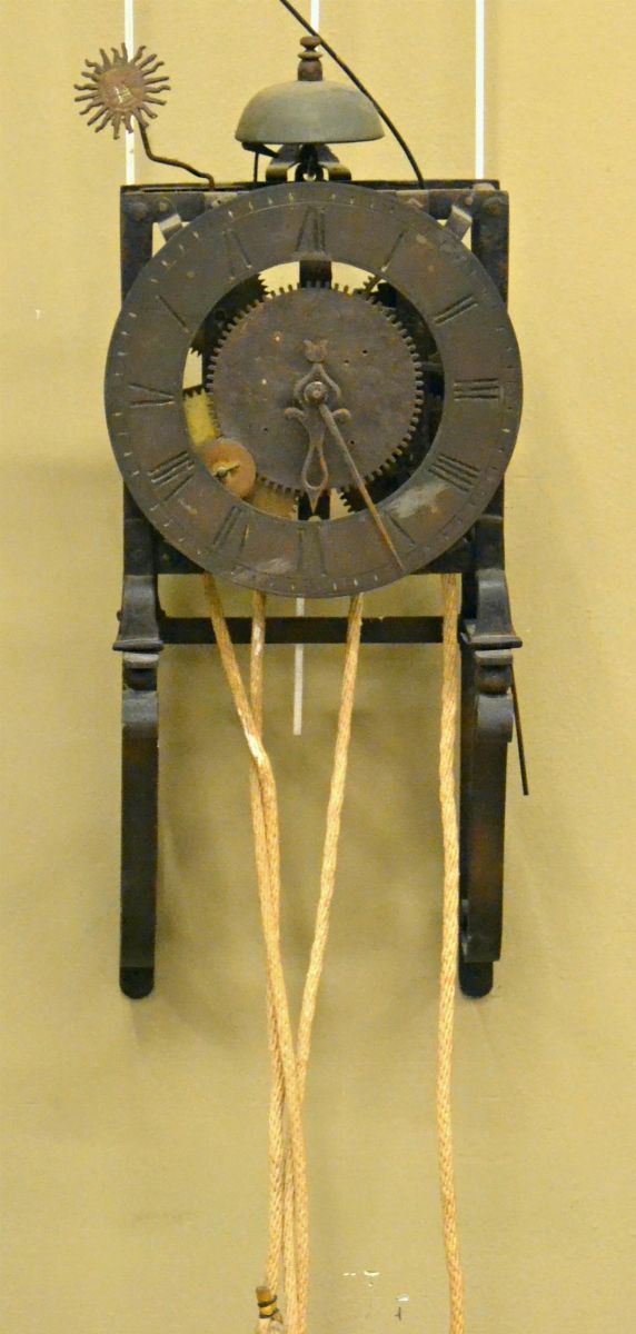 Movimento di orologio, sec. XIX, in metallo,