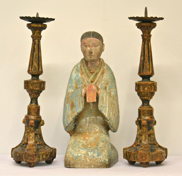 Coppia di candelieri, sec. XVIII,  - Asta ANTIQUARIATO, COLLEZIONISMO E GIOIELLI - Poggio Bracciolini Casa d'Aste
