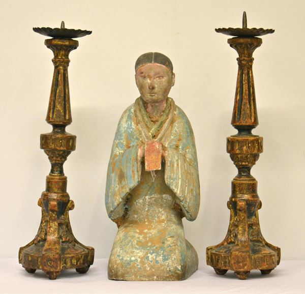 Coppia di candelieri, sec. XVIII,