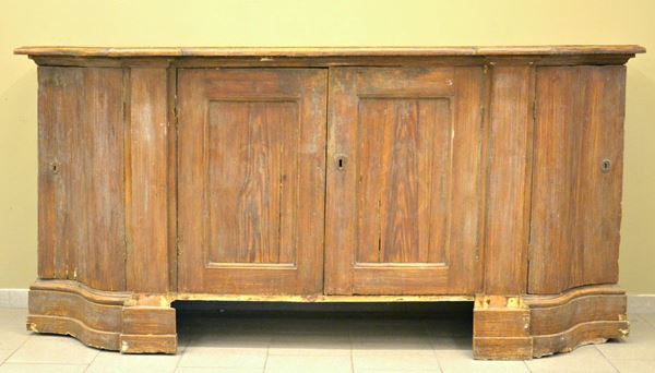 Credenza, Toscana, sec. XVIII, in pioppo, quattro