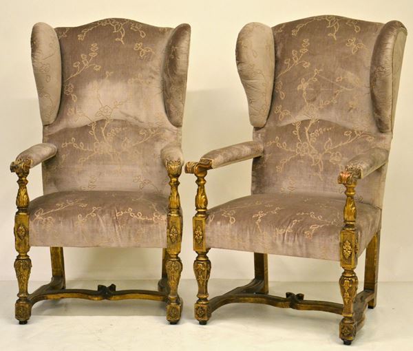 Coppia di poltrone, sec. XVIII, in legno  - Asta ANTIQUARIATO, COLLEZIONISMO E GIOIELLI - Poggio Bracciolini Casa d'Aste