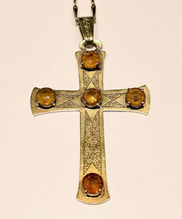 PENDENTE IN ORO GIALLO E PIETRE