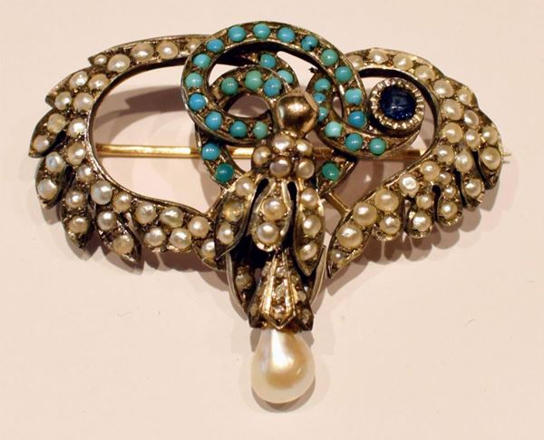 SPILLA , SEC. XIX , IN ORO A BASSO TITOLO, ARGENTO,
