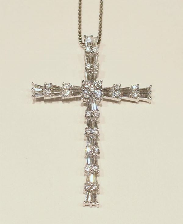 PENDENTE ,IN ORO BIANCO E DIAMANTI                                          - Asta GIOIELLI, ARGENTI, ARREDI E DIPINTI DAL XVII AL XX SECOLO - Poggio Bracciolini Casa d'Aste