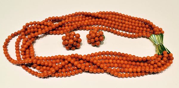 COLLANA E PAIO DI ORECCHINI , IN ORO GIALLO