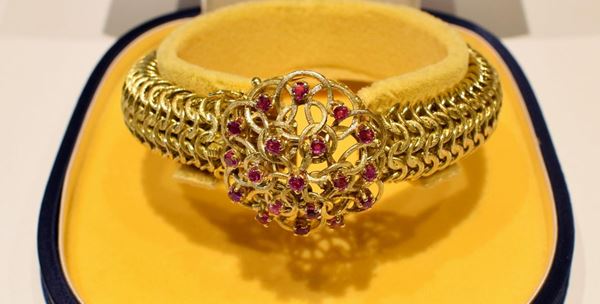 BRACCIALE IN ORO GIALLO E RUBINI