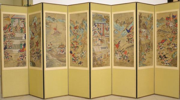 Paravento, arte orientale, inizi sec. XX,