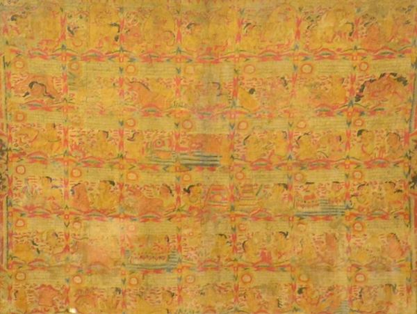 Pannello su stoffa, arte orientale, inizi sec. XX,
