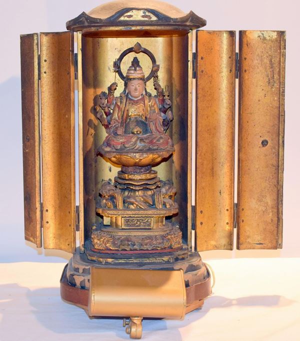 Scultura, Giappone, sec. XIX, in legno,  - Asta GIOIELLI, ARGENTI, ARREDI E DIPINTI DAL XVII AL XX SECOLO - Poggio Bracciolini Casa d'Aste