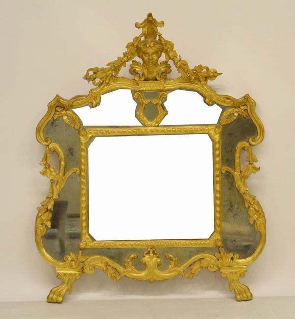 Specchiera, sec. XVIII, entro cornice in legno  - Asta GIOIELLI, ARGENTI, ARREDI E DIPINTI DAL XVII AL XX SECOLO - Poggio Bracciolini Casa d'Aste