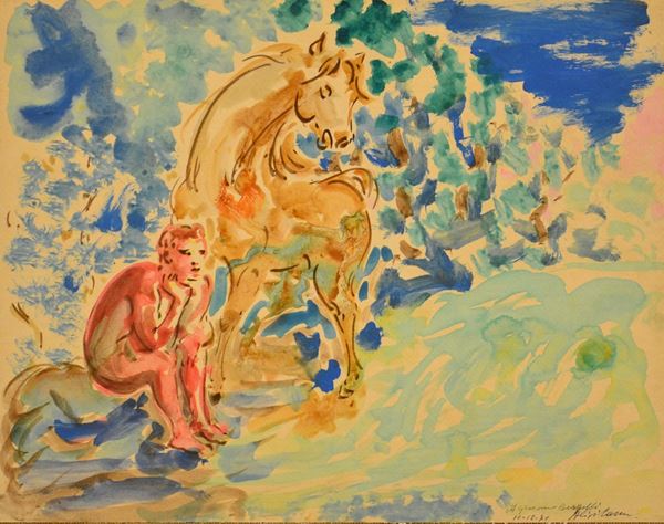 Aligi Sassu  - Asta GIOIELLI, ARGENTI, ARREDI E DIPINTI DAL XVII AL XX SECOLO - Poggio Bracciolini Casa d'Aste
