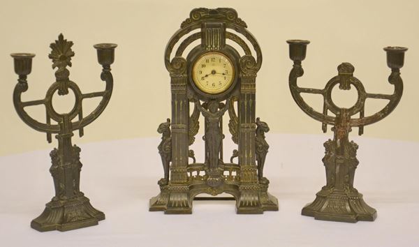 Orologio da tavolo e coppia di applique, Liberty,