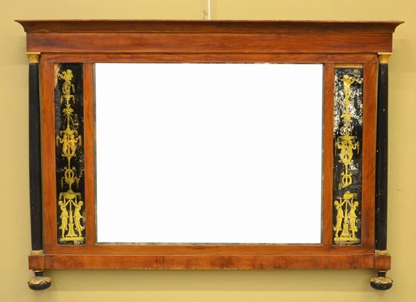 Specchiera, Impero, entro cornice in noce,