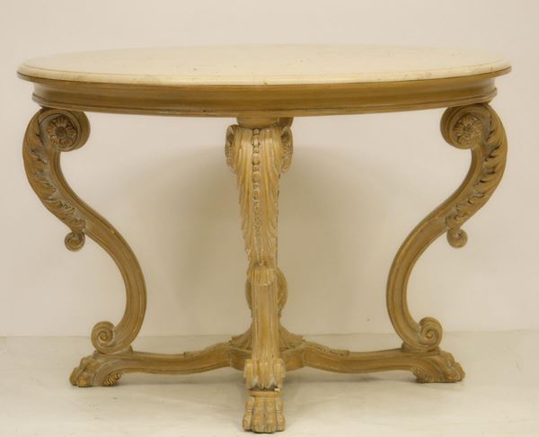 Tavolo a cestello, sec. XX, in legno laccato