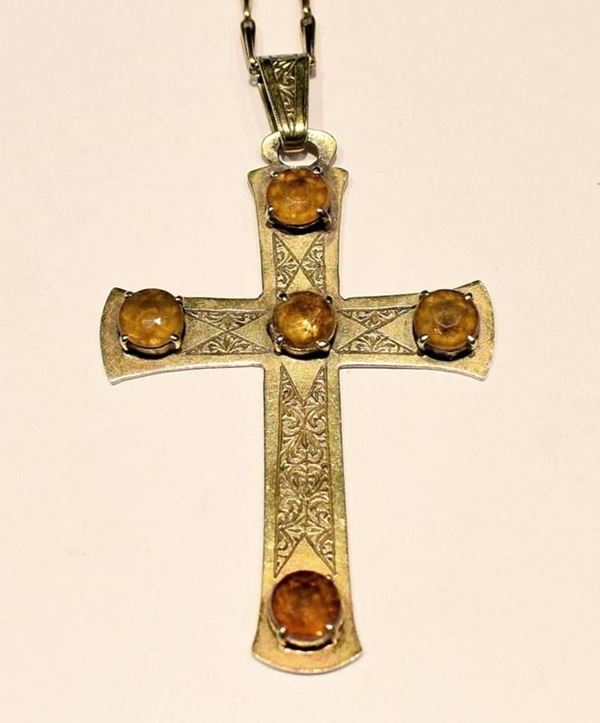 PENDENTE IN ORO GIALLO E PIETRE