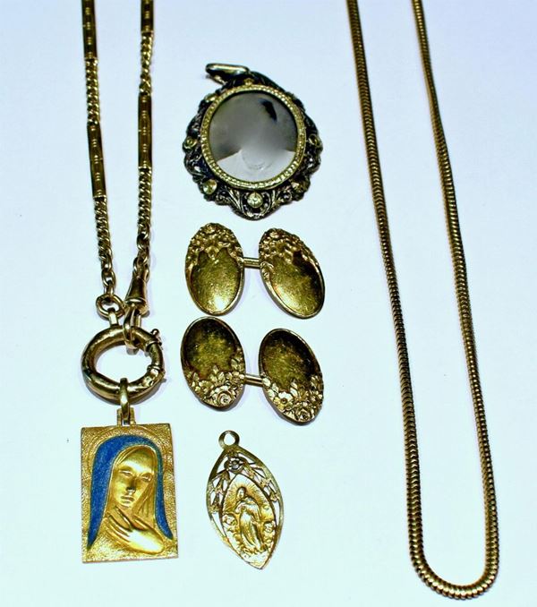 COLLANA , CATENA PER OROLOGIO DA TASCA , DUE