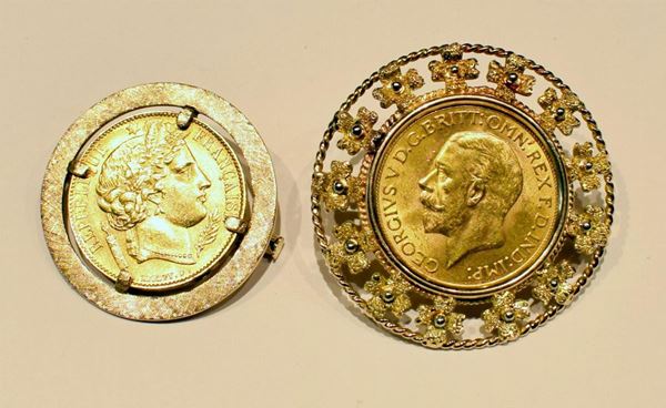 DUE SPILLE IN ORO GIALLO  - Asta GIOIELLI, DIPINTI, ARREDI E OGGETTI D'ARTE - Poggio Bracciolini Casa d'Aste