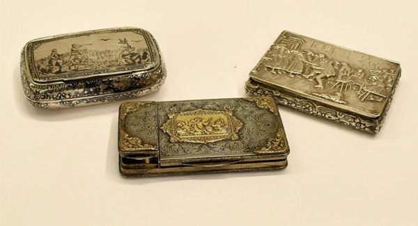 TRE TABACCHIERE, EUROPA DEL NORD EST, FINE SECOLO XIX,                    