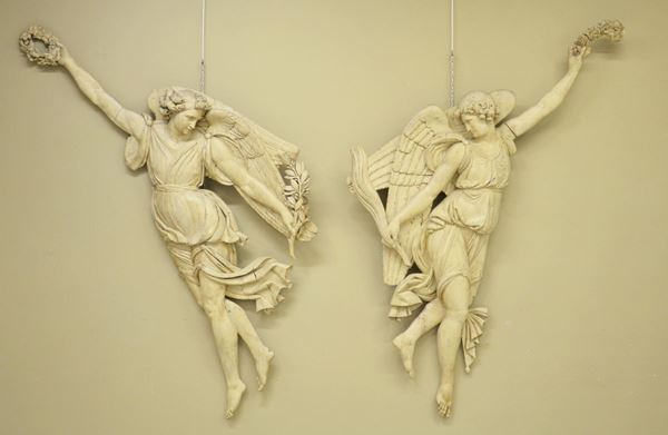 Due sculture, inizi sec. XX, in legno laccato  - Asta GIOIELLI, DIPINTI, ARREDI E OGGETTI D'ARTE - Poggio Bracciolini Casa d'Aste