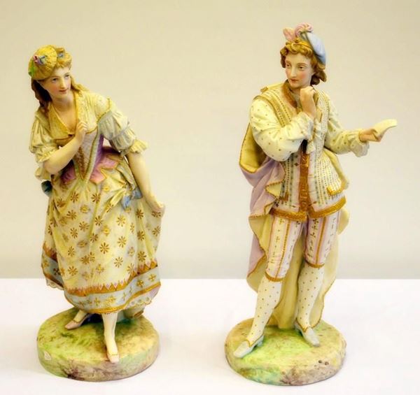 Coppia di sculture, Francia, inizi sec. XX,