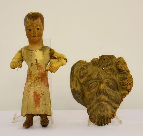 Due sculture, sec. XVIII, raffiguranti