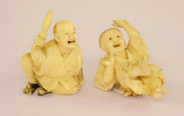 Coppia di okimono, Giappone, periodo Meiji,
