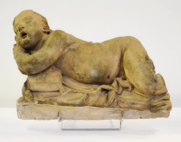 Scultura, sec. XVIII, bambino dormiente in