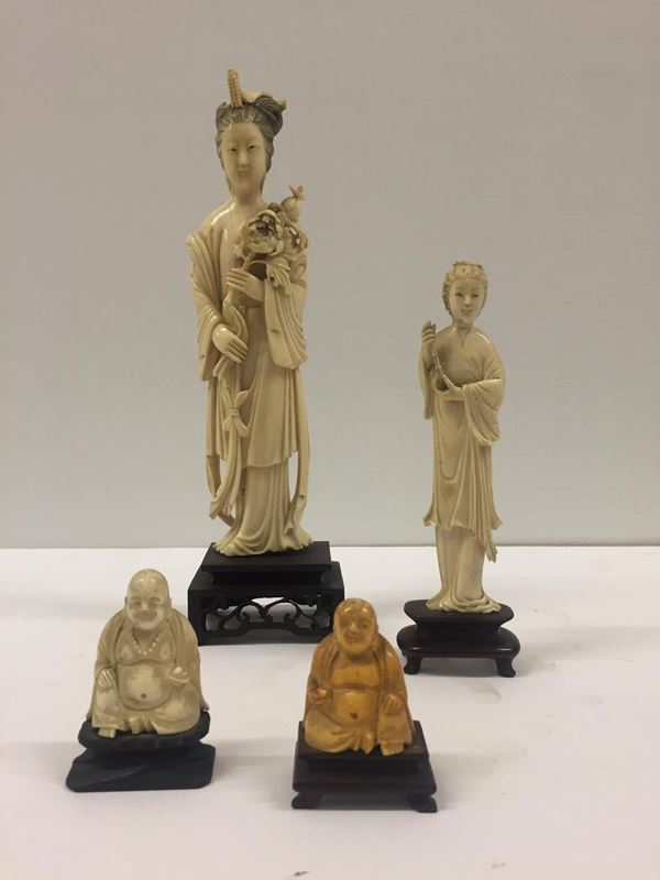 Gruppo di quattro avori, Cina, fine sec. XIX