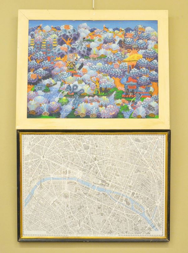 Carta geografica, sec. XX, di Parigi, cm 97x70                                                      