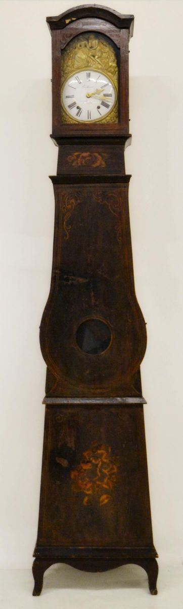 Orologio a colonna, Francia, sec. XIX, in legno laccato e