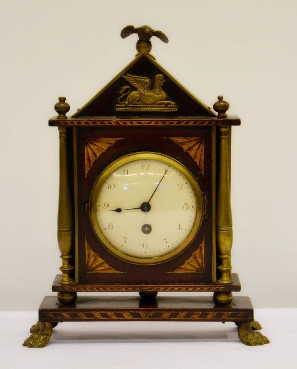 Orologio da tavolo, Impero, in mogano con rapporti