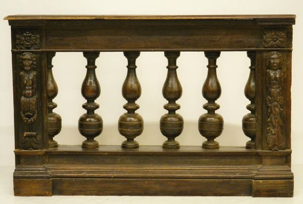 Balaustra, sec. XVIII, in noce  - Asta GIOIELLI, DIPINTI, ARREDI E OGGETTI D'ARTE - Poggio Bracciolini Casa d'Aste