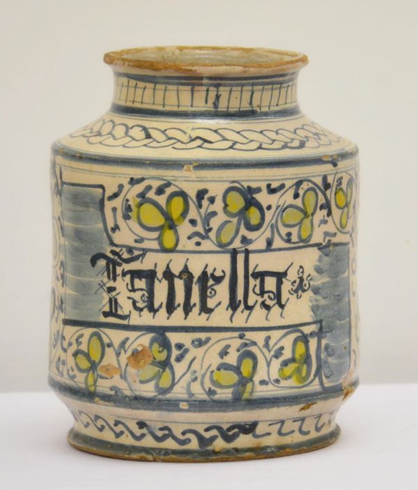 Albarello, sec. XIX, in maiolica