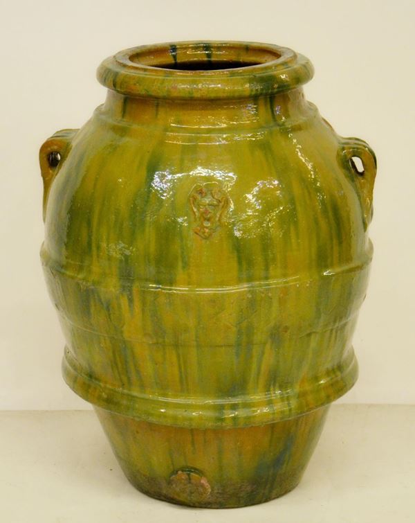 Orcio, sec. XIX, in maiolica invetriata