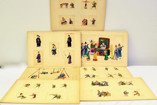 Lotto di ventidue pitture, Cina sec. XIX&nbsp;&nbsp;&nbsp;&nbsp;&nbsp;&nbsp;&nbsp;&nbsp;&nbsp;&nbsp;&nbsp;&nbsp;&nbsp;&nbsp;&nbsp;&nbsp;&nbsp;&nbsp;&nbsp;&nbsp;&nbsp;&nbsp;&nbsp;&nbsp;&nbsp;&nbsp;&nbsp;&nbsp;&nbsp;&nbsp;&nbsp;&nbsp;&nbsp;&nbsp;