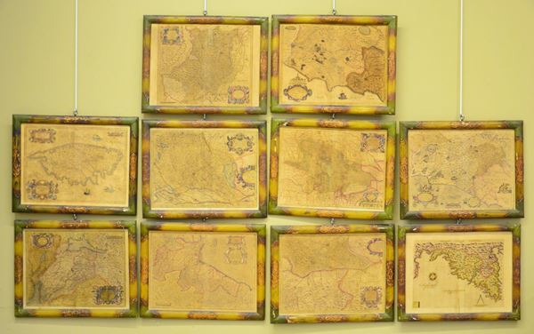 Dieci carte geografiche, sec. XIX,  - Asta GIOIELLI, DIPINTI, ARREDI E OGGETTI D'ARTE - Poggio Bracciolini Casa d'Aste