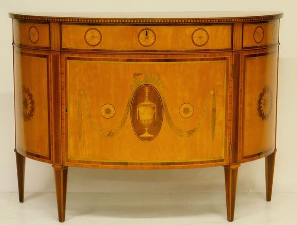 Credenza, sec. XIX, in acero filettato ed