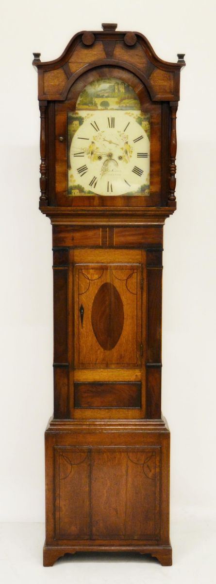 Orologio a colonna, sec. XIX, in rovere,