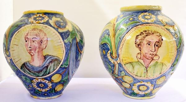 Coppia di vasi, Caltagirone, sec. XIX,