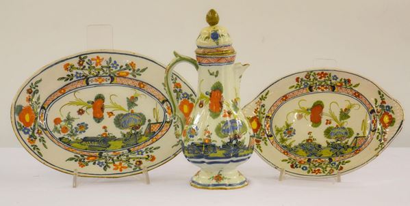 Caffettiera e due vassoietti, Firenze, sec. XIX,