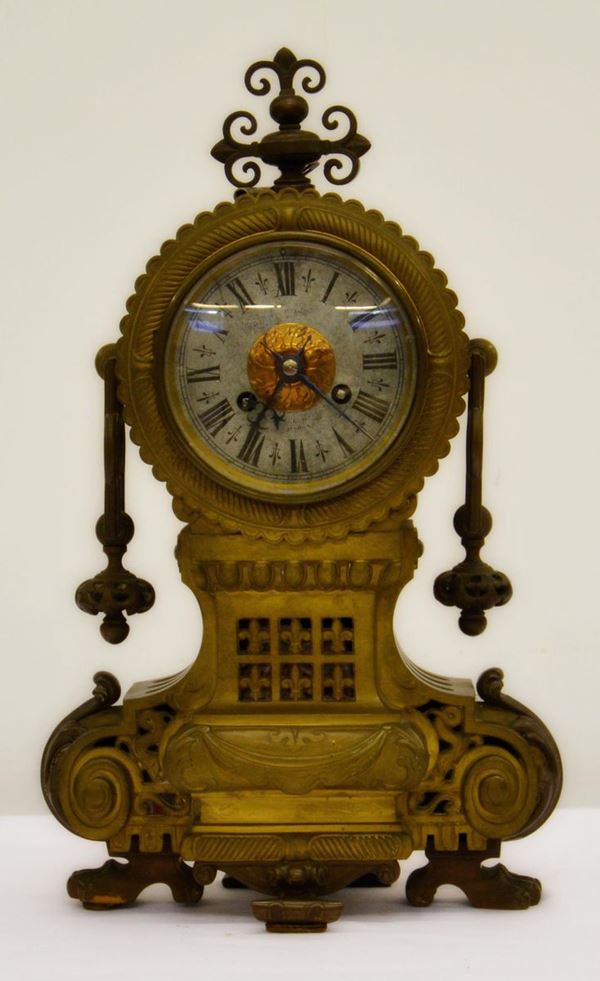 Orologio da tavolo, fine sec. XIX, in metallo