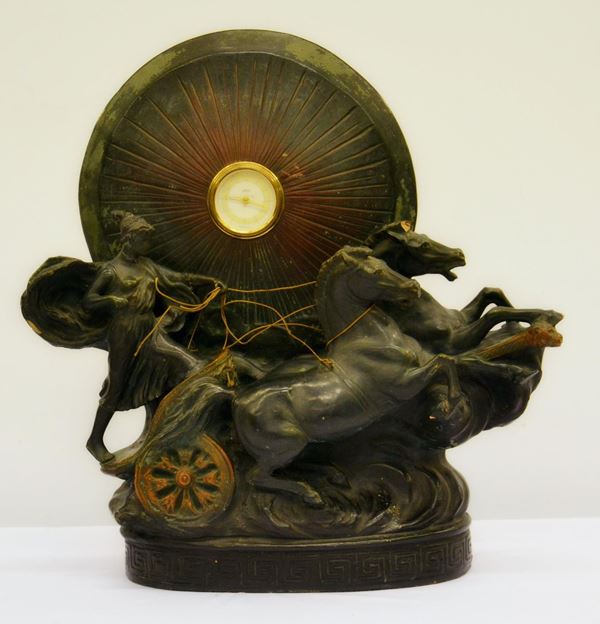 Orologio da tavolo, fine sec. XIX, in terracotta